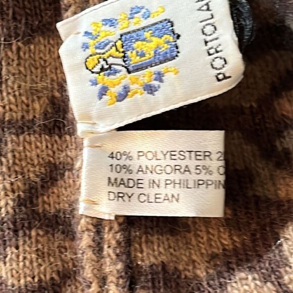 Portolano Wool Angora Blend Snood Scarf Brown Animal Print - Picture 11 of 14